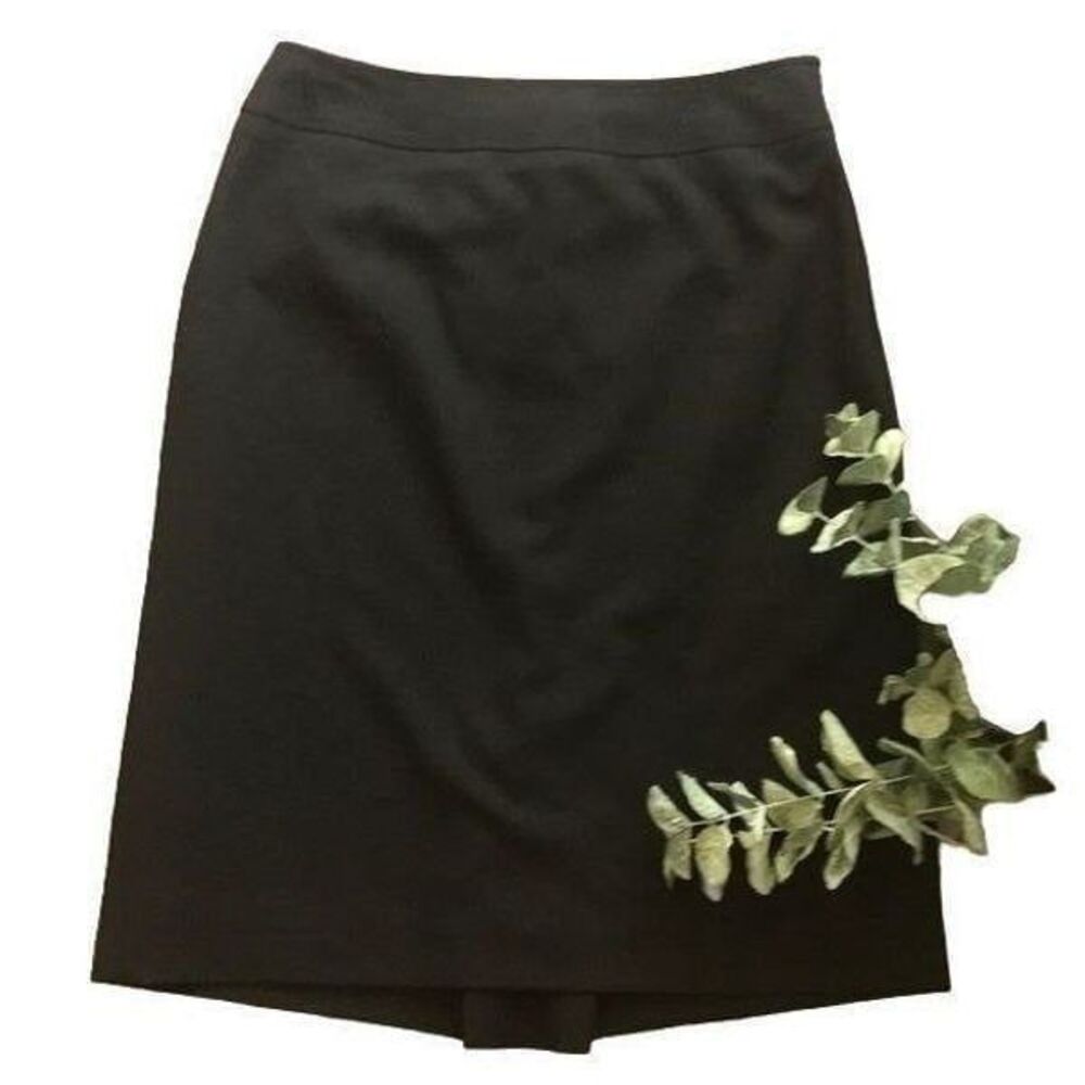 Ann Taylor Skirt Size Small 6 Black Criss Cross Lace Up Tie Pencil Skirt